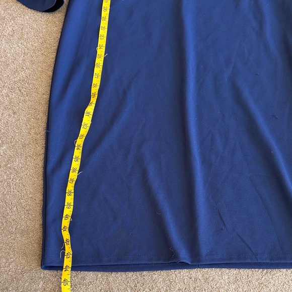 Bella Flore Navy 3/4 “ Long Sleeve Dress with Ruffle Cuffs - Picture 7 of 9